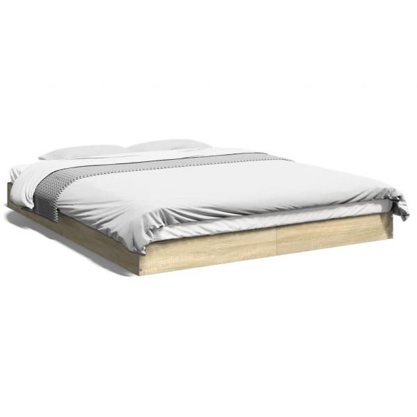 ARDEBO.de - Bettgestell Sonoma-Eiche 160x200 cm Holzwerkstoff