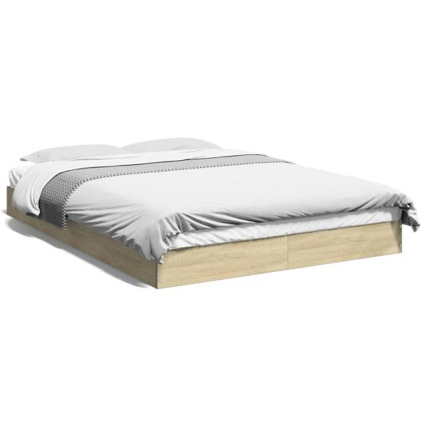 ARDEBO.de - Bettgestell Sonoma-Eiche 140x200 cm Holzwerkstoff