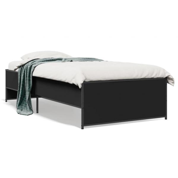 ARDEBO.de - Bettgestell Schwarz 75x190 cm Holzwerkstoff und Metall