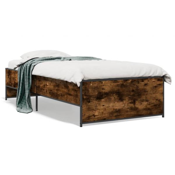 ARDEBO.de - Bettgestell Räuchereiche 75x190 cm Holzwerkstoff und Metall