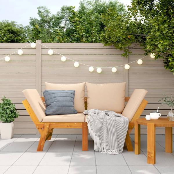 ARDEBO.de - Gartenbank mit Kissen 2-in-1 Massivholz Akazie
