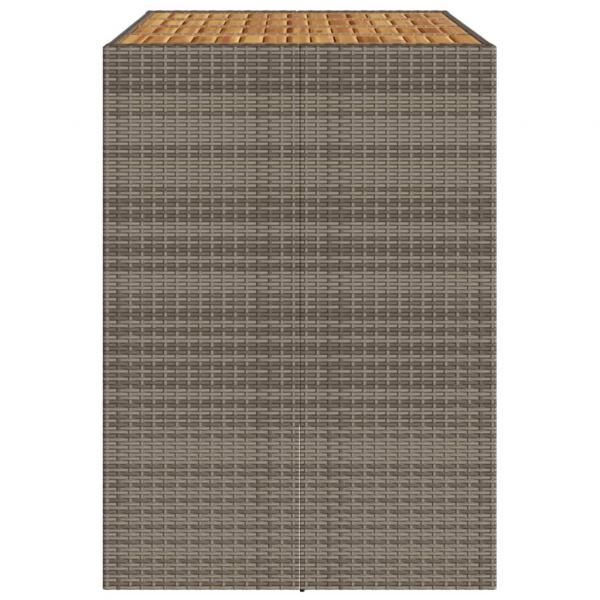 Gartentisch mit Holzplatte Grau 145x80x110 cm Poly Rattan