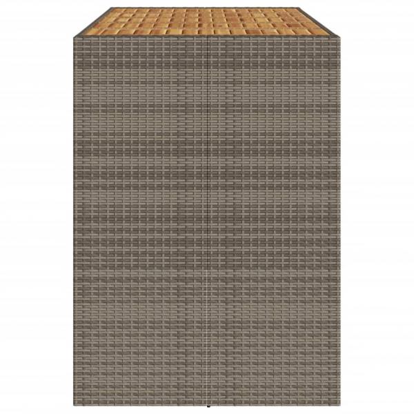 Gartentisch mit Holzplatte Grau 185x80x110 cm Poly Rattan