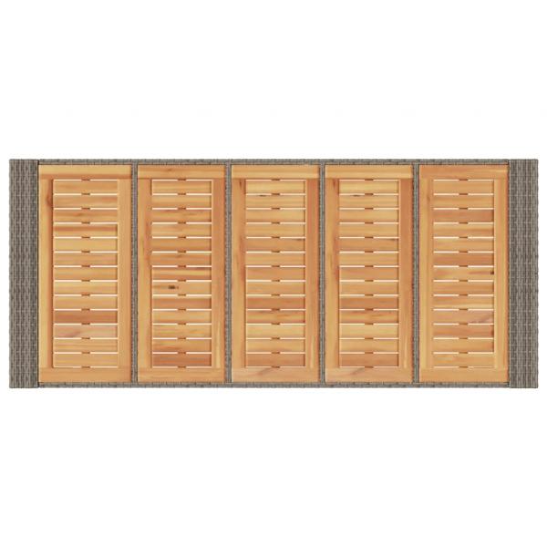Gartentisch mit Holzplatte Grau 185x80x110 cm Poly Rattan