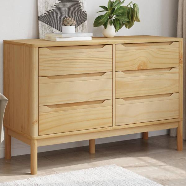 ARDEBO.de - Kommode FLORO Wachsbraun Massivholz Kiefer