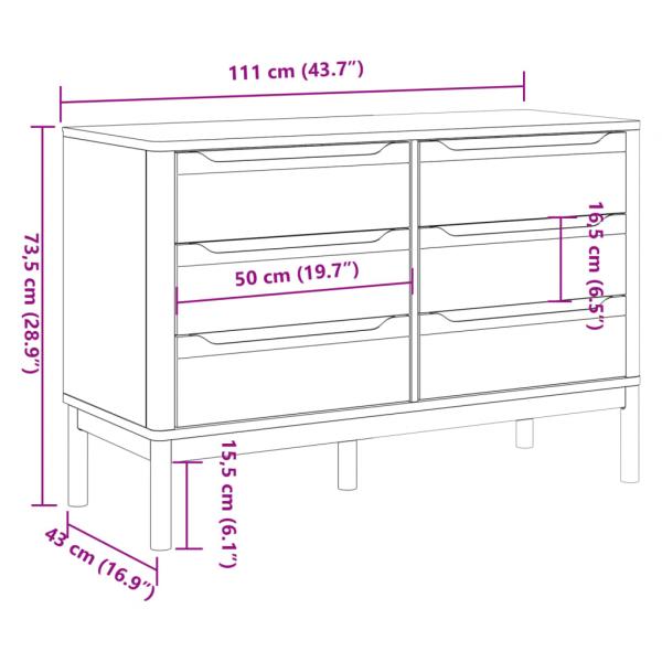 Kommode FLORO Wachsbraun Massivholz Kiefer