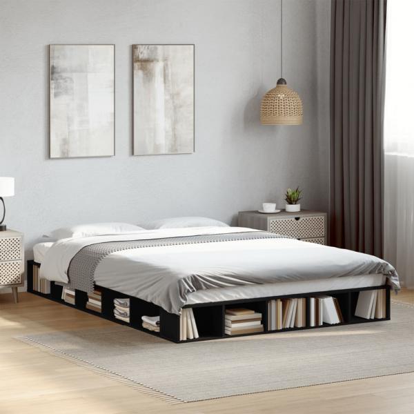 Bettgestell Schwarz 140x200 cm Holzwerkstoff