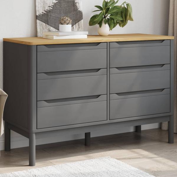 ARDEBO.de - Kommode FLORO Grau Massivholz Kiefer