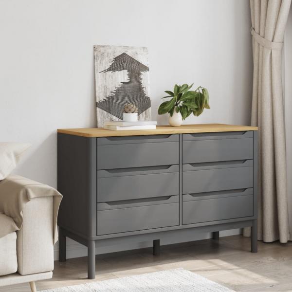 Kommode FLORO Grau Massivholz Kiefer