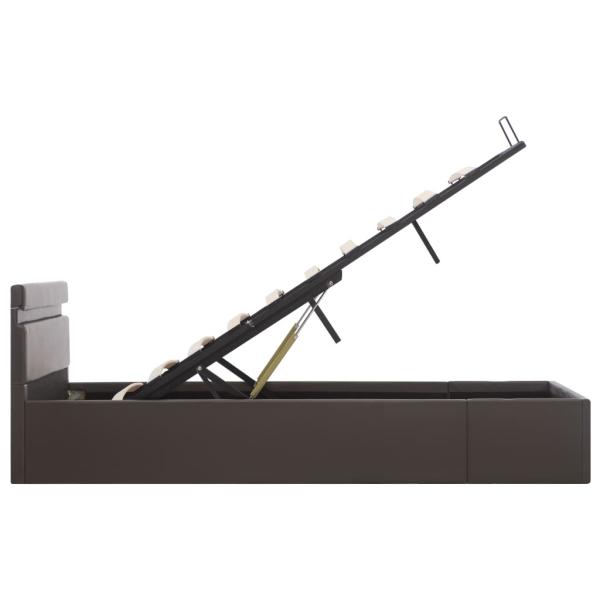 Bett mit Bettkasten Hydraulisch LED Grau Kunstleder 140x200 cm