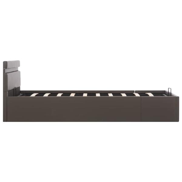 Bett mit Bettkasten Hydraulisch LED Grau Kunstleder 140x200 cm