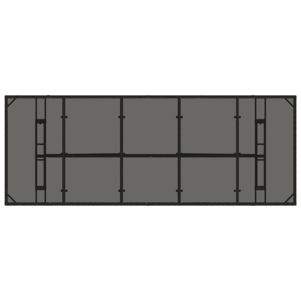 Gartentisch mit Glasplatte Schwarz 240x90x75 cm Poly Rattan