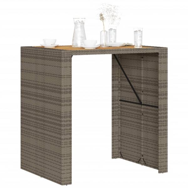 Gartentisch mit Holzplatte Grau 105x80x110 cm Poly Rattan