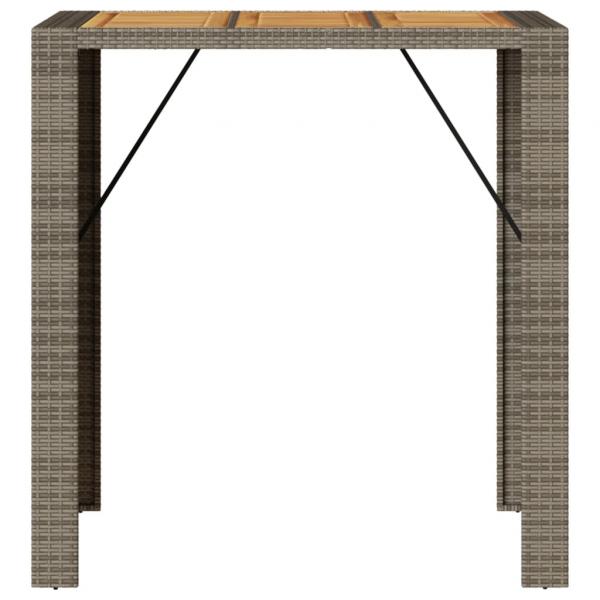 Gartentisch mit Holzplatte Grau 105x80x110 cm Poly Rattan
