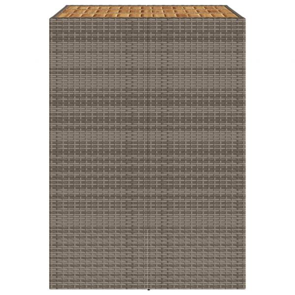 Gartentisch mit Holzplatte Grau 105x80x110 cm Poly Rattan