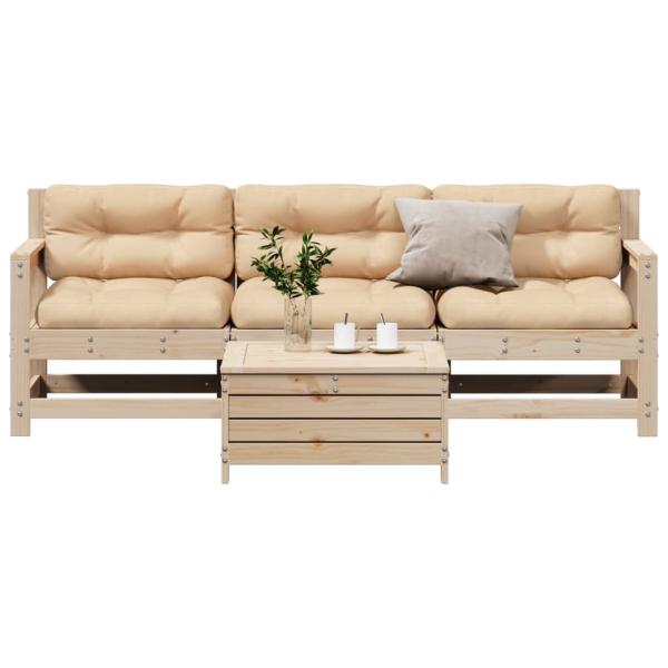 ARDEBO.de - 4-tlg. Garten-Lounge-Set mit Kissen Massivholz Kiefer