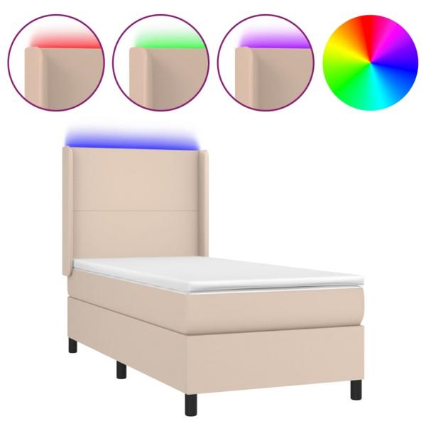 Boxspringbett mit Matratze & LED Cappuccino-Braun 90x190cm