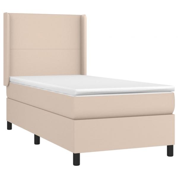 Boxspringbett mit Matratze Cappuccino-Braun 90x190cm Kunstleder