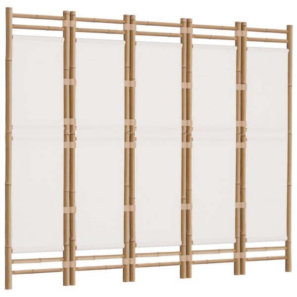 5-tlg. Paravent Faltbar 200 cm Bambus und Canvas