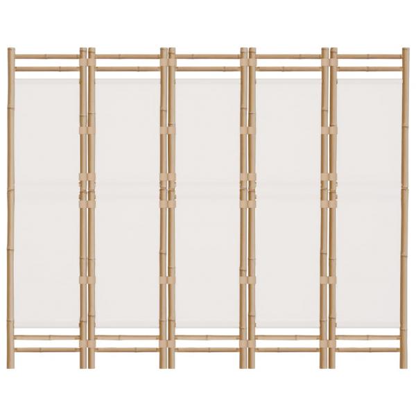 5-tlg. Paravent Faltbar 200 cm Bambus und Canvas