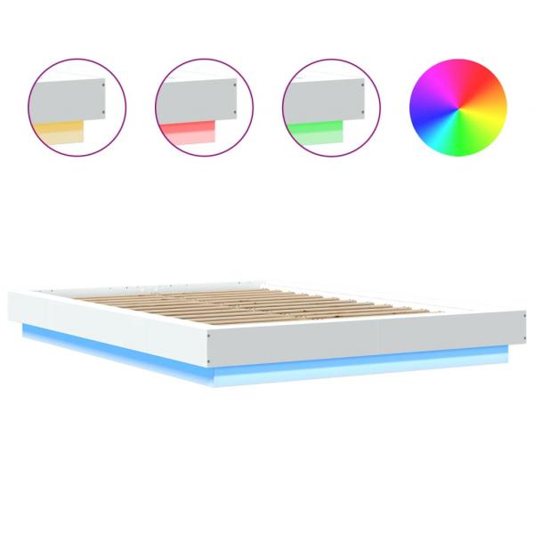 Bettgestell mit LED Weiß 140x190 cm Holzwerkstoff