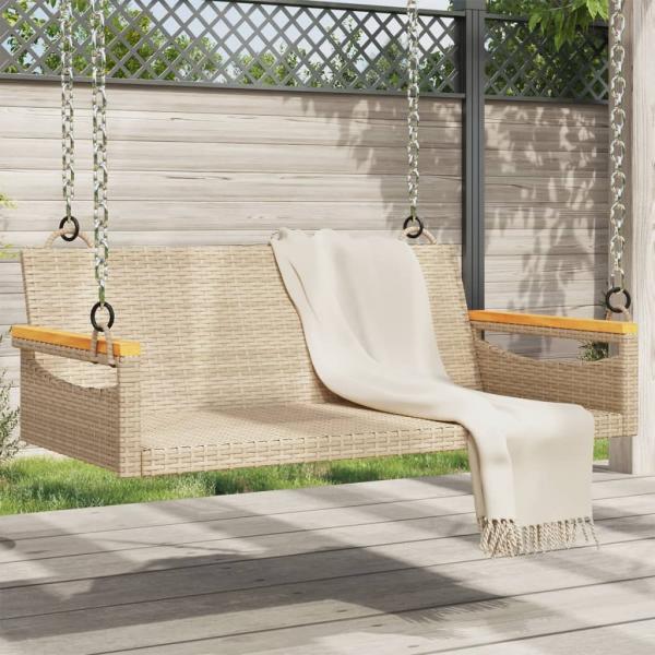 ARDEBO.de - Hängebank Beige 109x62x40 cm Poly Rattan