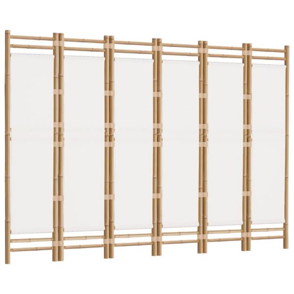 6-tlg. Paravent Faltbar 240 cm Bambus und Canvas