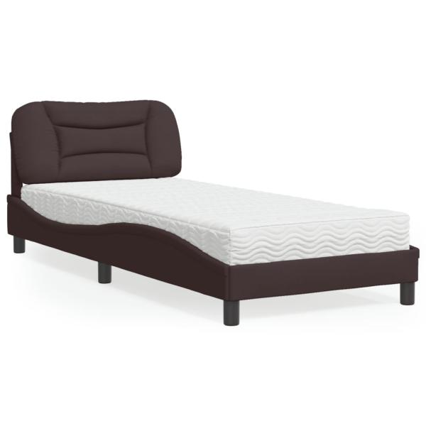 ARDEBO.de - Bett mit Matratze Dunkelbraun 90x190 cm Stoff