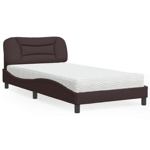 ARDEBO.de - Bett mit Matratze Dunkelbraun 100x200 cm Stoff