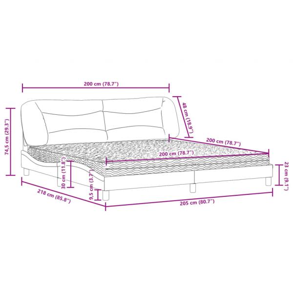Bett mit Matratze Blau 200x200 cm Stoff