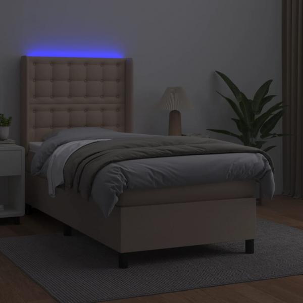 Boxspringbett mit Matratze & LED Cappuccino-Braun 90x190cm