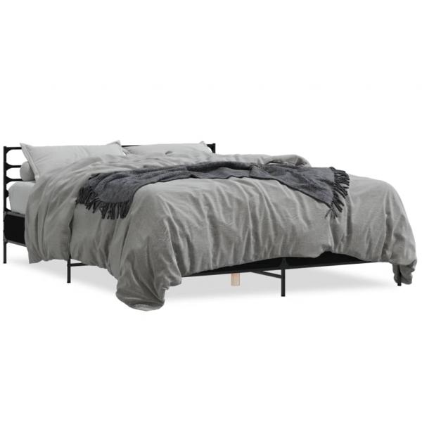 ARDEBO.de - Bettgestell Schwarz 150x200 cm Holzwerkstoff und Metall