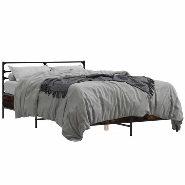 ARDEBO.de - Bettgestell Räuchereiche 140x190 cm Holzwerkstoff und Metall