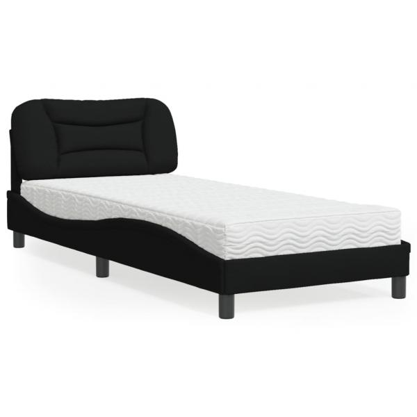 ARDEBO.de - Bett mit Matratze Schwarz 90x200 cm Stoff