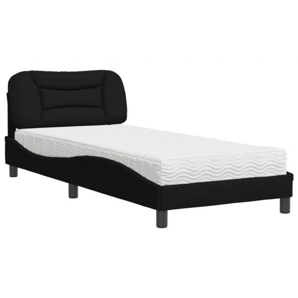 Bett mit Matratze Schwarz 90x200 cm Stoff
