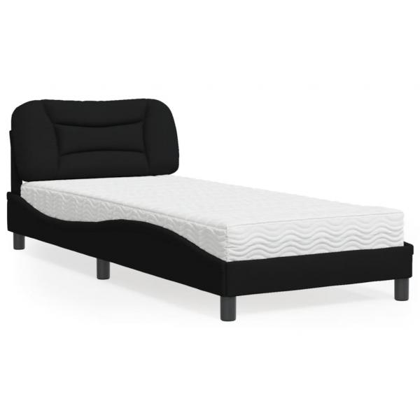 ARDEBO.de - Bett mit Matratze Schwarz 90x190 cm Stoff