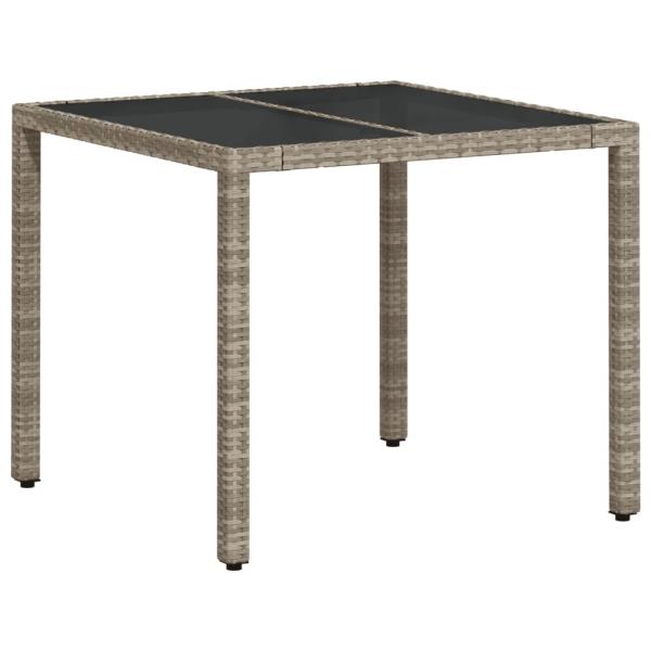5-tlg. Garten-Essgruppe mit Kissen Hellgrau Poly Rattan Glas