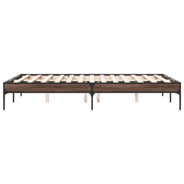Bettgestell Braun Eichen-Optik 120x190 cm Holzwerkstoff Metall
