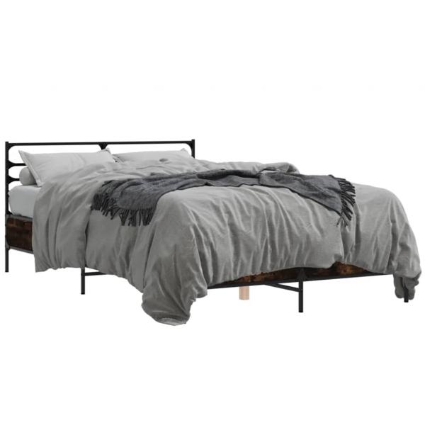 ARDEBO.de - Bettgestell Räuchereiche 135x190 cm Holzwerkstoff und Metall