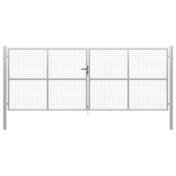 ARDEBO.de - Gartentor Verzinkter Stahl 415 x 200 cm Silbern