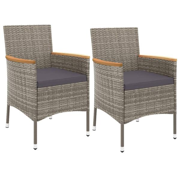 ARDEBO.de - 3-tlg. Garten-Essgruppe mit Kissen Grau Poly Rattan