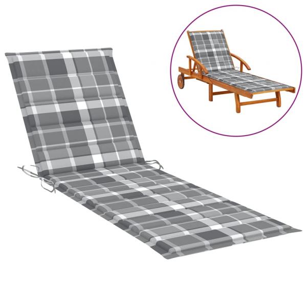 Sonnenliegen-Auflage Grau Karomuster 200x70x3 cm Oxford-Gewebe
