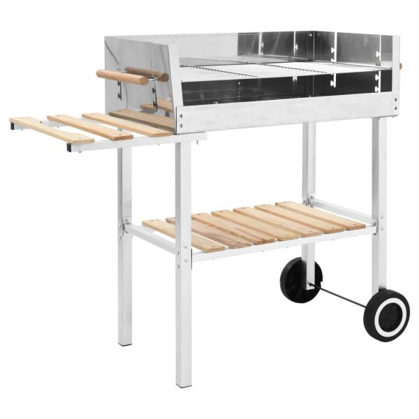 ARDEBO.de - XXL Holzkohlegrill Grillwagen mit 2 Regalen Edelstahl