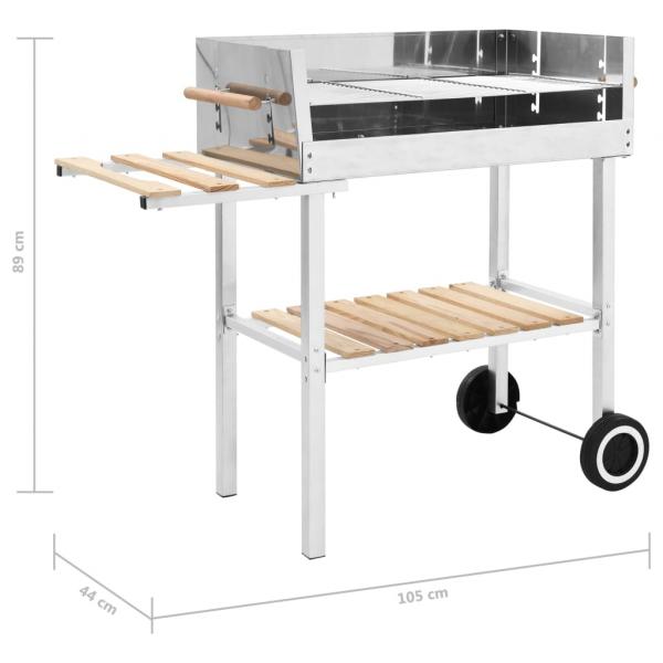 XXL Holzkohlegrill Grillwagen mit 2 Regalen Edelstahl