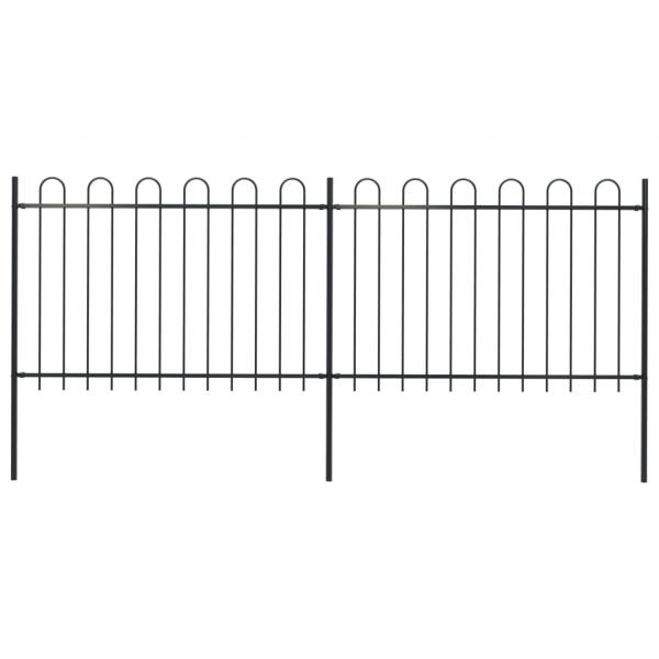 ARDEBO.de - Gartenzaun mit Bügel-Design Stahl 3,4 x 1,2 m Schwarz