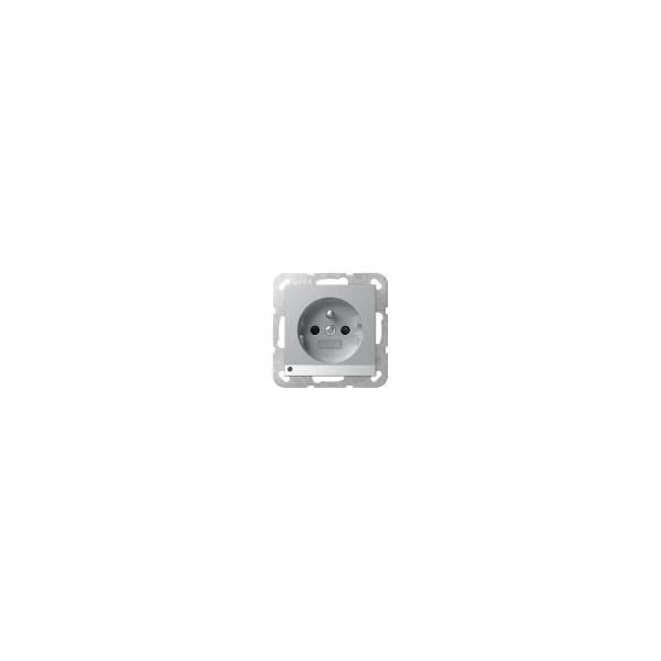 ARDEBO.de Gira 448926 Steckdose mit Erdungsstift 16 A 250 V~, LED-Orientierungsleuchte und Shutter System 55, Aluminium