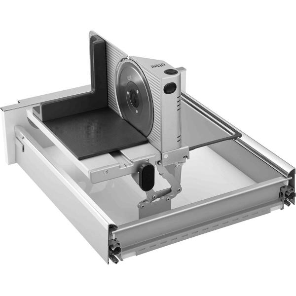 Ritter AES72SR-H Einbau-Allesschneider, Normschubladen ab 50 cm, 2-Finger-Einschaltsystem, mit Haltewinkel für Fingerschutz und Restehalter