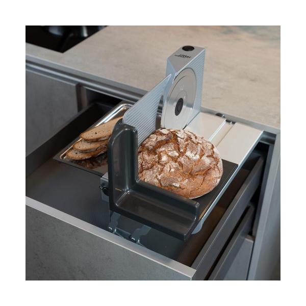 Ritter AES72SR-H Einbau-Allesschneider, Normschubladen ab 50 cm, 2-Finger-Einschaltsystem, mit Haltewinkel für Fingerschutz und Restehalter