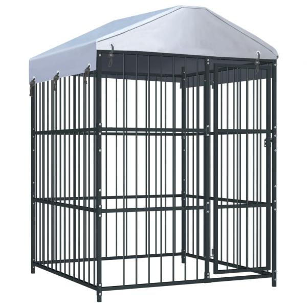 ARDEBO.de - Outdoor-Hundezwinger mit Überdachung 150 x 150 x 200 cm