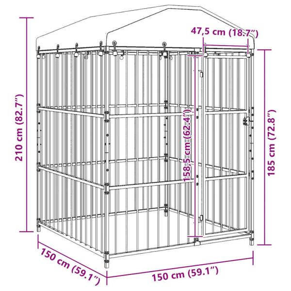 Outdoor-Hundezwinger mit Überdachung 150 x 150 x 200 cm
